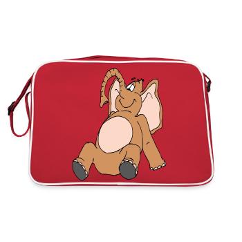 A laughing elephant with a pink belly. - Retro Bag - red/white - Back