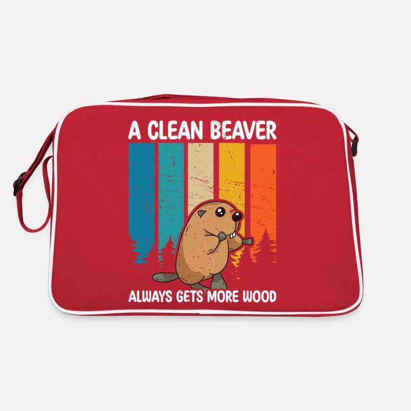 Drôle propre castor bois blague Tee Sac Retro