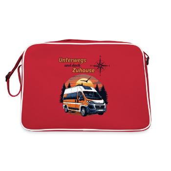 Camping, camping-car, camping-car, dicton-sur la route... - Sac Retro - rouge/blanc - Dos