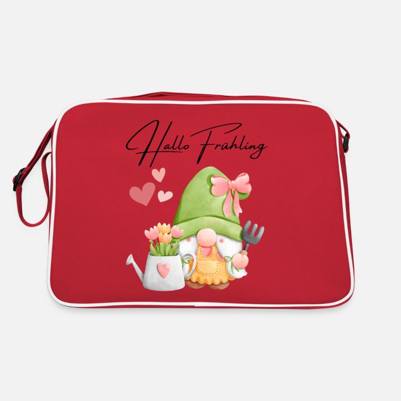 Hello Spring - Gardener Gnome with Tulips Retro Bag