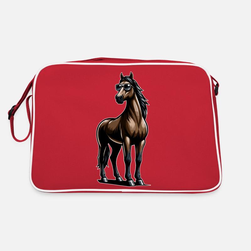 Pferd mit Sonnenbrille in Comicstyle Retro Tasche
