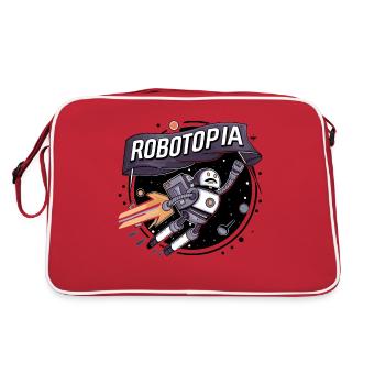 Robotopia Flag-Waving Space Jetpack Robot Art - Retro Bag - red/white - Back