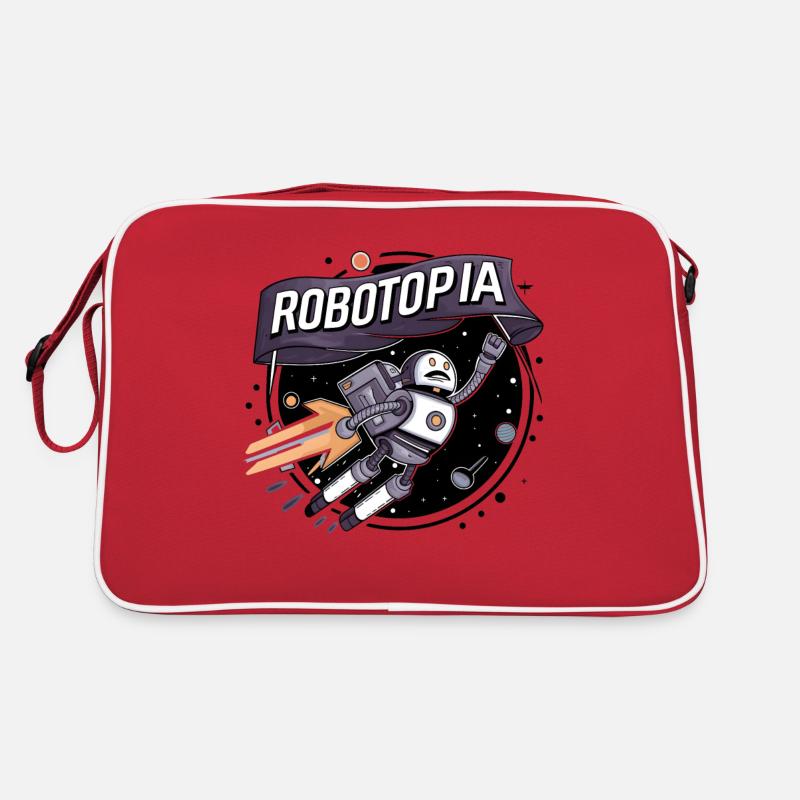Robotopia Flag-Waving Space Jetpack Robot Art Retro Bag