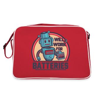 Robot Sign : Travaillera pour la conception numérique des batteries - Sac Retro - rouge/blanc - Dos