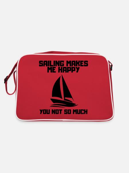 Sailing, Sailing, Sailboat, Sailing Ship, Sailing - Retro Bag - red/white - Back