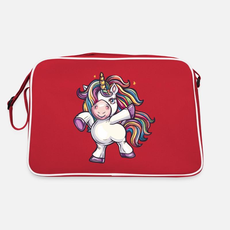 Tanzendes Einhorn - Retro Tasche - Rot/Weiß