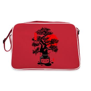 Encre bonsai japonais - noir - Sac Retro - rouge/blanc - Dos
