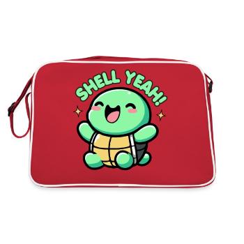 Shell Yeah Cute Turtle Lover Pun Funny - Retro Bag - red/white - Back