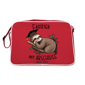 Schulabschluss 2024 - Retro Tasche - Rot/Weiß - Hinten