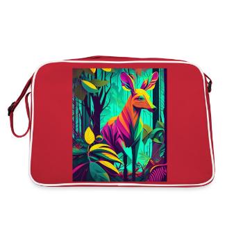 Cerf de la forêt néon : la merveille colorée de la nature - Sac Retro - rouge/blanc - Dos