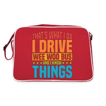 I Drive Wee Woo Bus And I Know Things 5 - Retro Tasche - Rot/Weiß - Hinten