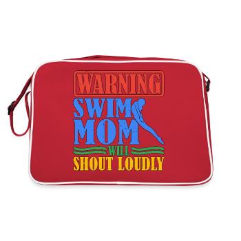 Warning Swim Mom Will Shout Loudly 6 - Retro Bag - red/white - Back