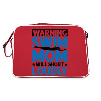 Warning Swim Mom Will Shout Loudly 5 - Retro Bag - red/white - Back