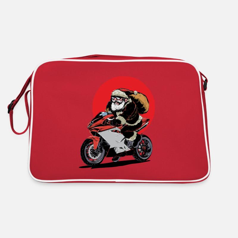 Weihnachtsmann auf dem Motorrad Retro Tasche