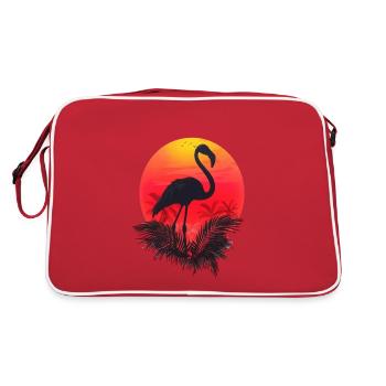 Tropical Sunset with Flamingo - Retro Bag - red/white - Back