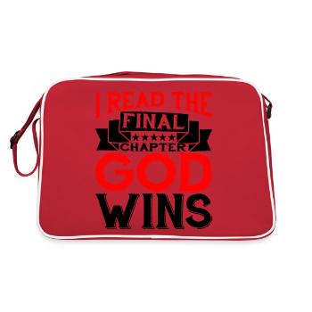 J’ai lu le dernier chapitre, Dieu gagne - Sac Retro - rouge/blanc - Dos