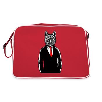 Loup portant un T-Shirt en smoking, gilet de loups canins drôle - Sac Retro - rouge/blanc - Dos