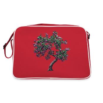 Living Tree with Purple Fruits - Retro Bag - red/white - Back
