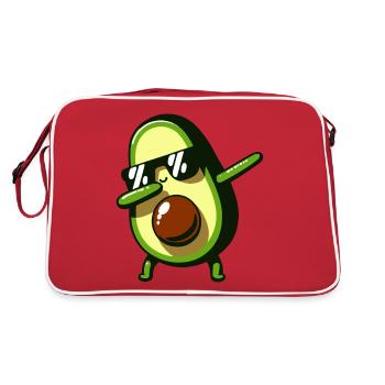 Dabbing Avocado Lustig Vegan - Retro Tasche - Rot/Weiß - Hinten