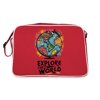 EXPLORE THE WORLD - Retro Bag - red/white - Back