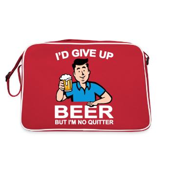 I'd give up beer but I'm no quitter - Retro Bag - red/white - Back