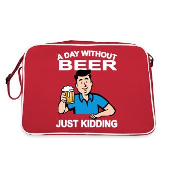 Ein Tag ohne Bier Nur ein Scherz - Retro Tasche - Rot/Weiß - Hinten