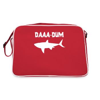 Daaa-Dum Shark Funny Bites Deep Sea Ocean Life - Retro Bag - red/white - Back
