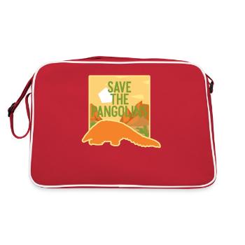 Sauvez les pangolins T-shirt Espèces en voie de disparition Jeu de mots - Sac Retro - rouge/blanc - Dos