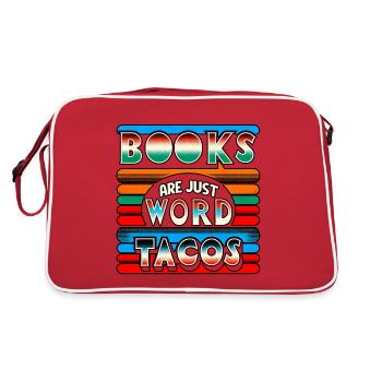 Books Are Just Word Tacos 16 - Retro Tasche - Rot/Weiß - Hinten