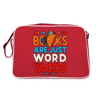 Books Are Just Word Tacos 17 - Retro Tasche - Rot/Weiß - Hinten