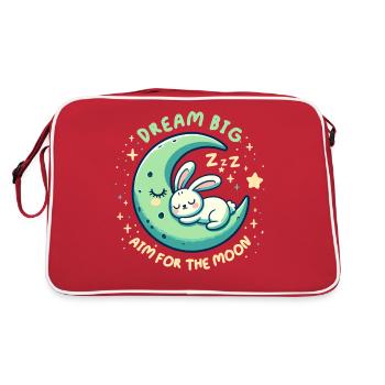 Aim For The Moon. Cute, Tired sleeping Rabbit. - Retro Bag - red/white - Back