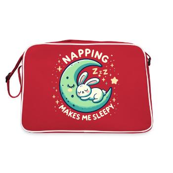 Napping Makes Me Sleepy. Cute Rabbit. - Retro Bag - red/white - Back