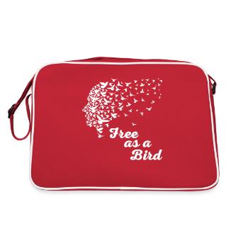 T-shirt gratuit comme un oiseau - Volée d’oiseaux Liberté - Sac Retro - rouge/blanc - Dos