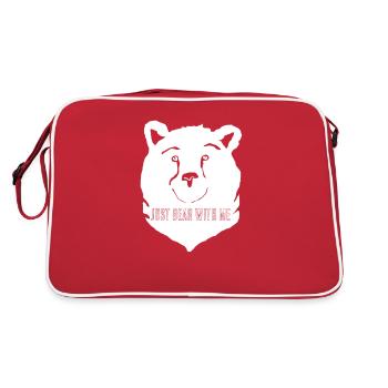 Just Bear With Me Fun Aminal Jeu de mots Humour de l’ours polaire - Sac Retro - rouge/blanc - Dos