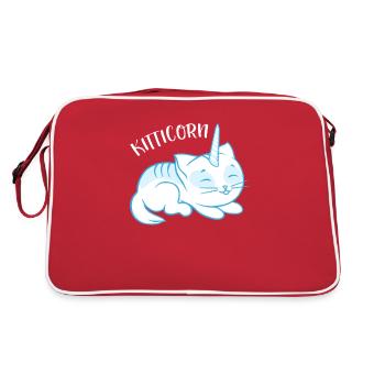 Kitticorn Cat Unicorn T-Shirt - Cute Kitty Lover - Retro Bag - red/white - Back