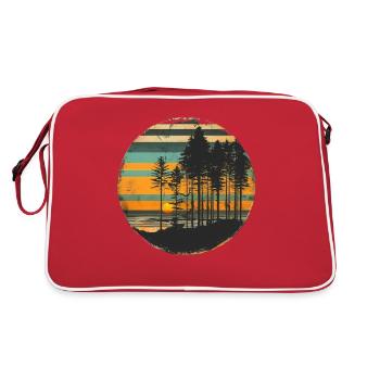 Sunset Forest Nature Outdoors Retro 80s Vibe - Retro Bag - red/white - Back