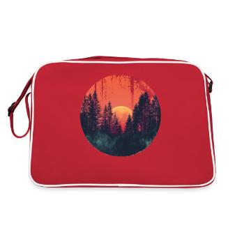 Sunset Forest Silhouette Extérieur Rétro Ambiance Années 80 - Sac Retro - rouge/blanc - Dos