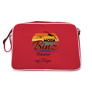 Moin Binz mit Möwe im Retro Style-Insel Rügen/Binz - Retro Tasche - Rot/Weiß - Hinten