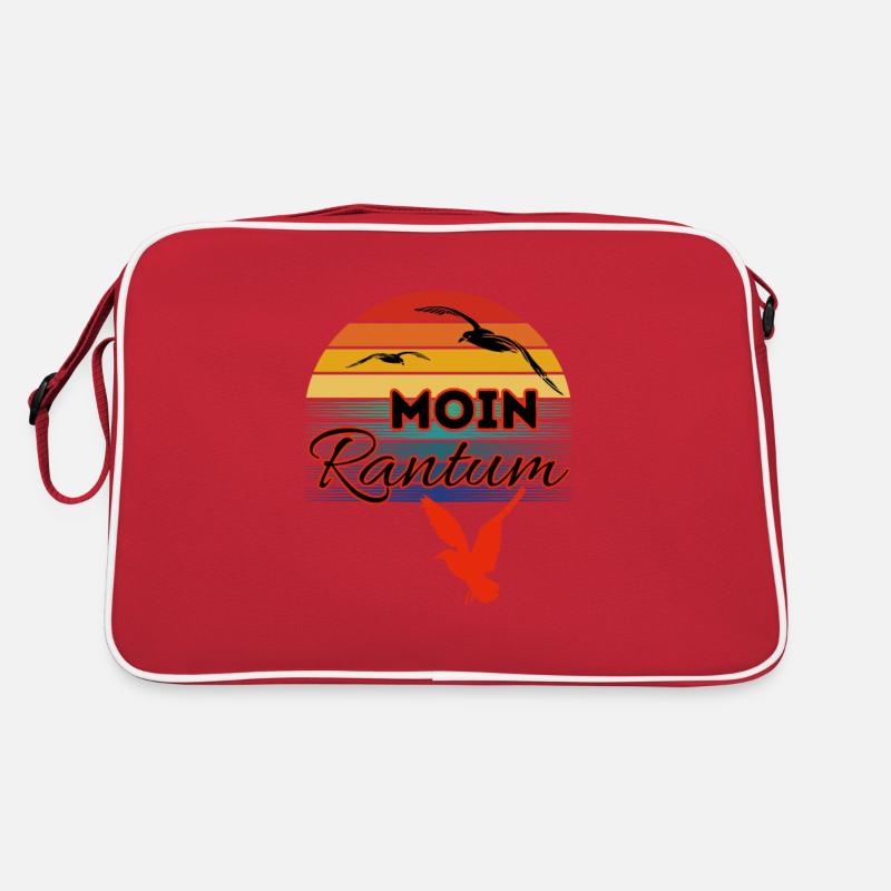 Moin Rantum avec mouette dans le style rétro Sylt-Rantum Sac Retro