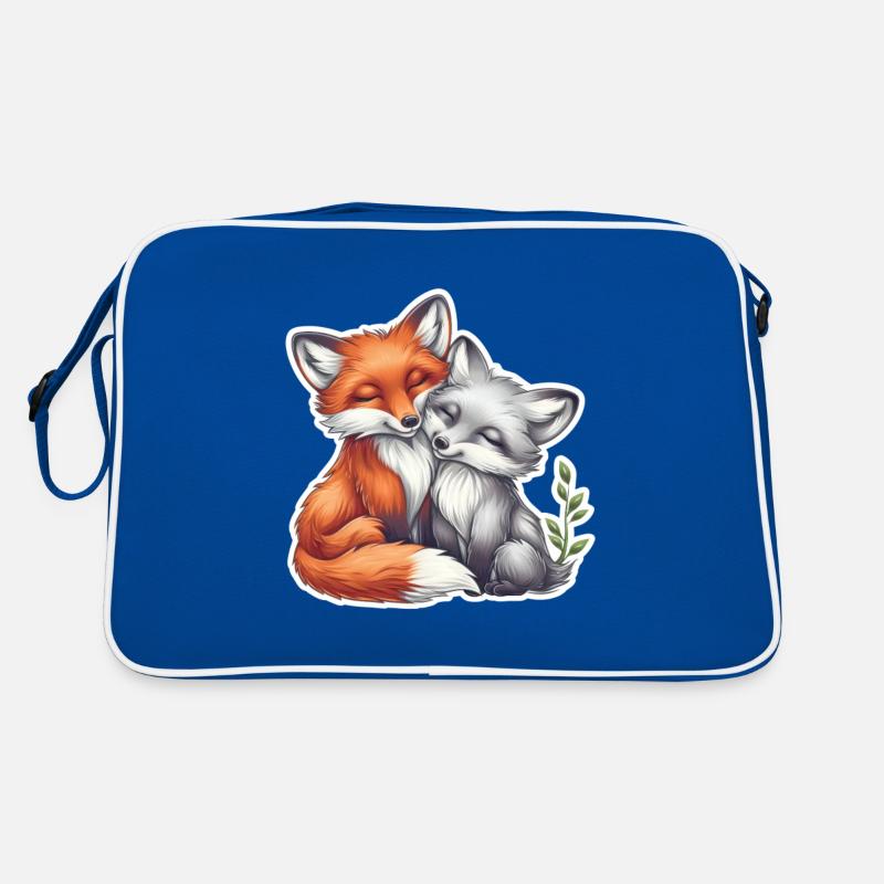 Couple de renards mignons faisant la sieste ensemble Sac Retro