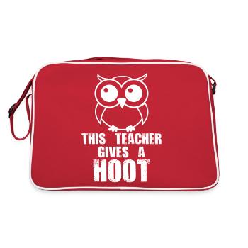 This Teacher Gives A Hoot! Funny Owl Predator Bird - Retro Bag - red/white - Back