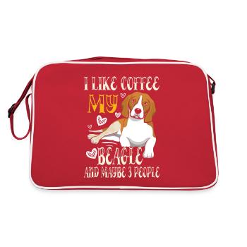 Coffee Beagle - Retro Tasche - Rot/Weiß - Hinten