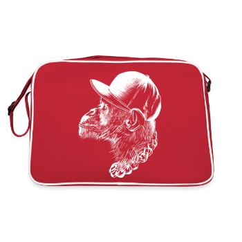 Cool Thug Monkey Head With Cap And Necklace Funny - Retro Bag - red/white - Back