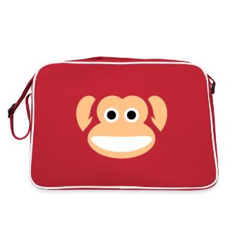 Cute Monkey Whole Face Ape Animal Primate Lover - Retro Bag - red/white - Back