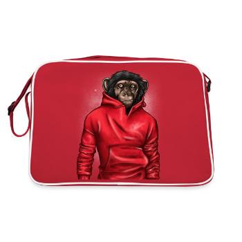 Monkey Wearing A Red Hoodie Animal Lover Graphic - Retro Bag - red/white - Back