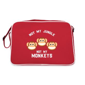 Pas ma jungle pas mes singes Drôle Trois singes - Sac Retro - rouge/blanc - Dos