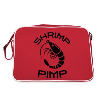 Shrimp Pimp Funny Shrimp Motif Fisherman Humor - Retro Bag - red/white - Back