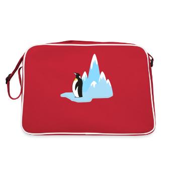 Gletscher mit Pinguin Vogel Tier Lebensraum T-Shirt - Retro Tasche - Rot/Weiß - Hinten