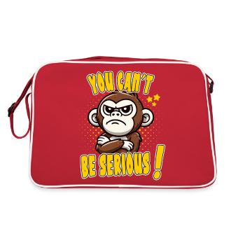 Vous ne pouvez pas être sérieux !: Funny Monkey Design - Sac Retro - rouge/blanc - Dos