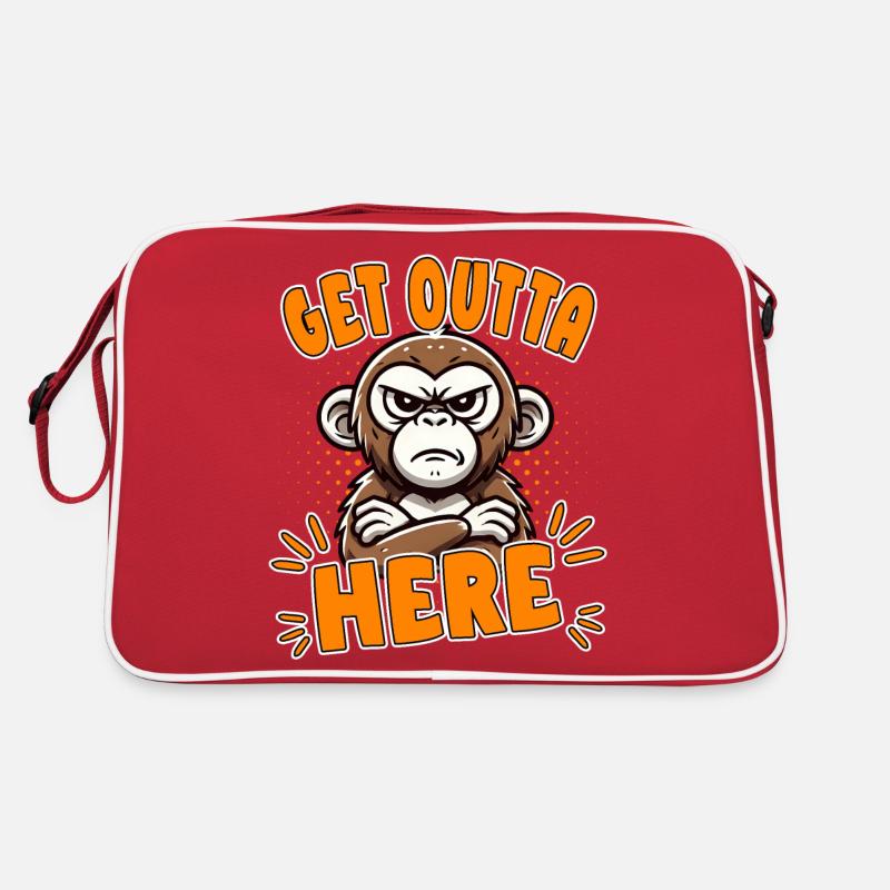 Get Outta Here: Funny Monkey Design - Retro Bag - red/white